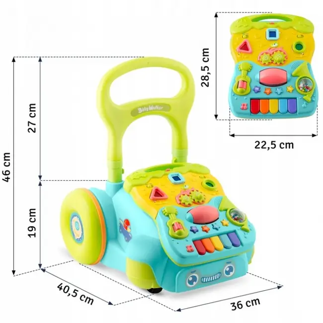 Antemergator 2 in 1 cu diverse activitati si muzica ricokids rk-744 - turcoaz edeedi774401