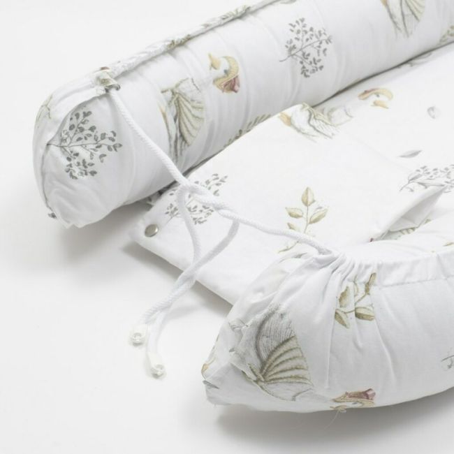 Baby Nest, New Baby, Multifunctional, Cu siret pentru ajustare, Din 100% bumbac, 88x50 cm, 0-3 luni, White Goose BYN54424