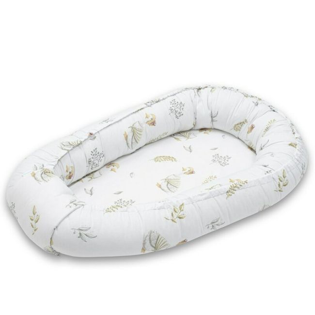 Baby Nest, New Baby, Multifunctional, Cu siret pentru ajustare, Din 100% bumbac, 88x50 cm, 0-3 luni, White Goose BYN54424
