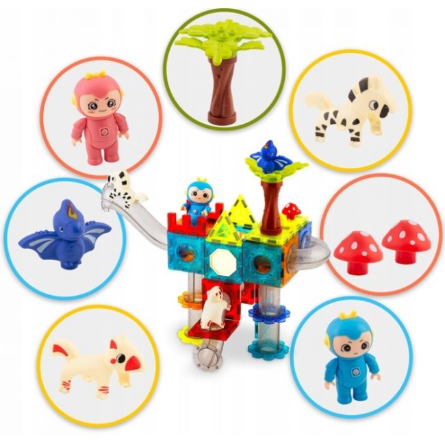Blocuri magnetice, 107 elemente, paradisul dinozaurilor ricokids rk-757 edeedi775700
