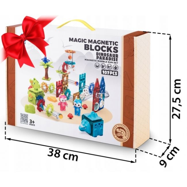 Blocuri magnetice, 107 elemente, paradisul dinozaurilor ricokids rk-757 edeedi775700
