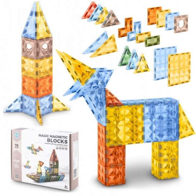 Blocuri magnetice, 78 elemente, ricokids rk-766 edeedi776610