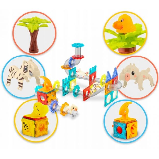 Blocuri magnetice cu tobogan, 153 elemente, dinozauri ricokids rk-764 edeedi776400