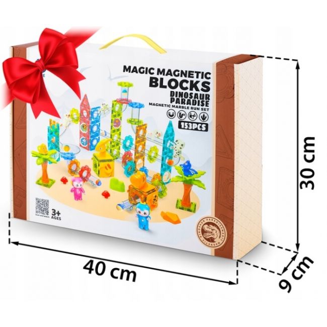 Blocuri magnetice cu tobogan, 153 elemente, dinozauri ricokids rk-764 edeedi776400