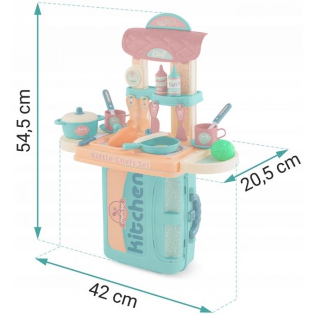 Bucatarie 3 in 1 cu accesorii incluse ricokids 772901 - turcoaz edeedi772901