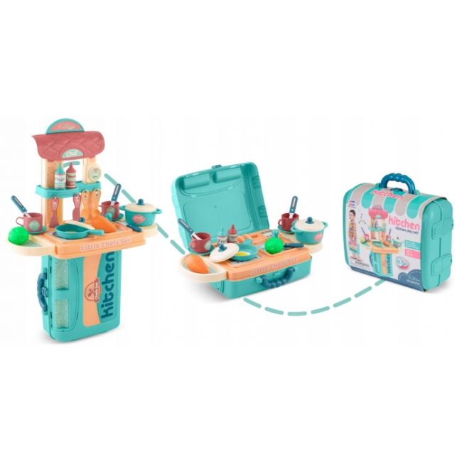 Bucatarie 3 in 1 cu accesorii incluse ricokids 772901 - turcoaz edeedi772901
