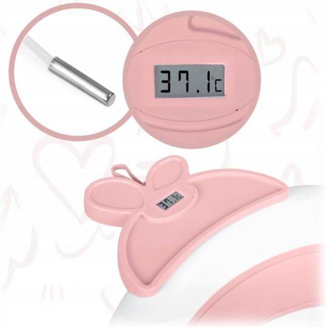 Cadita de baie cu dop de scurgere si termometru ricokids rk-282 - roz edeedi728200