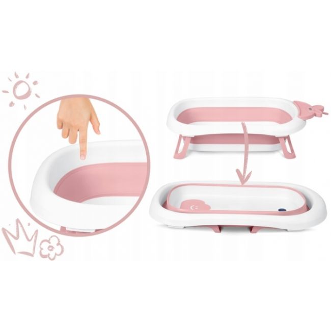 Cadita de baie cu dop de scurgere si termometru ricokids rk-282 - roz edeedi728200