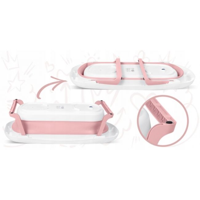 Cadita de baie cu dop de scurgere si termometru ricokids rk-282 - roz edeedi728200