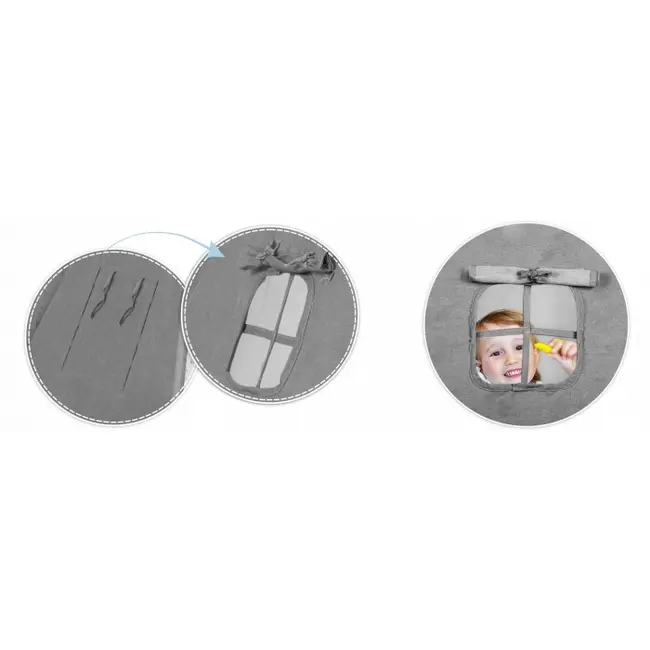 Cort de joaca pentru copii cu ghirlanda, salteluta si 3 pernite nukido 116 x 116 x 165 cm - gri edeedi740600