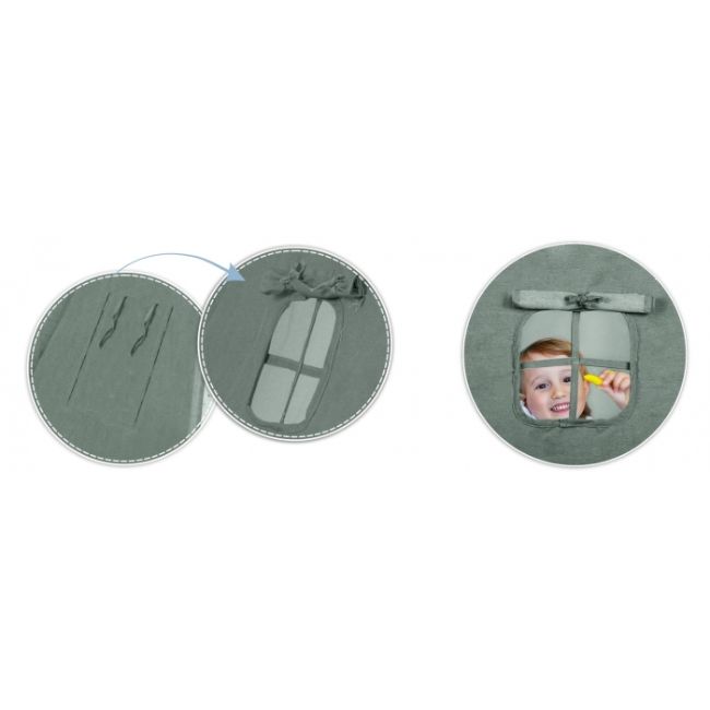 Cort de joaca pentru copii cu ghirlanda si 3 pernite nukido 116 x 116 x 165 cm - verde edeedi740603