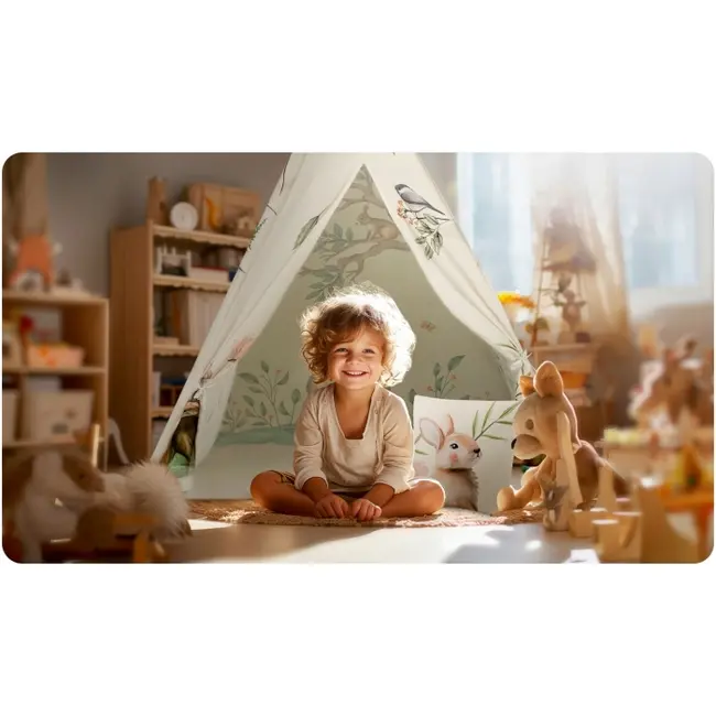 Cort de joaca pentru copii cu o pernita nukido 114 x 114 x 165 cm - bej edeedi740700