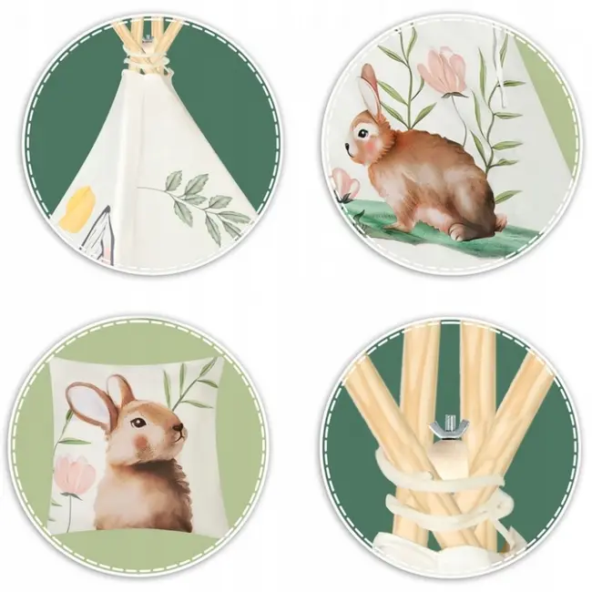 Cort de joaca pentru copii cu o pernita nukido 114 x 114 x 165 cm - bej edeedi740700