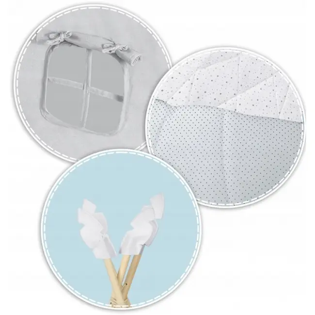 Cort de joaca pentru copii cu salteluta si 3 pernite nukido 116 x 116 x 165 cm - gri edeedi740601