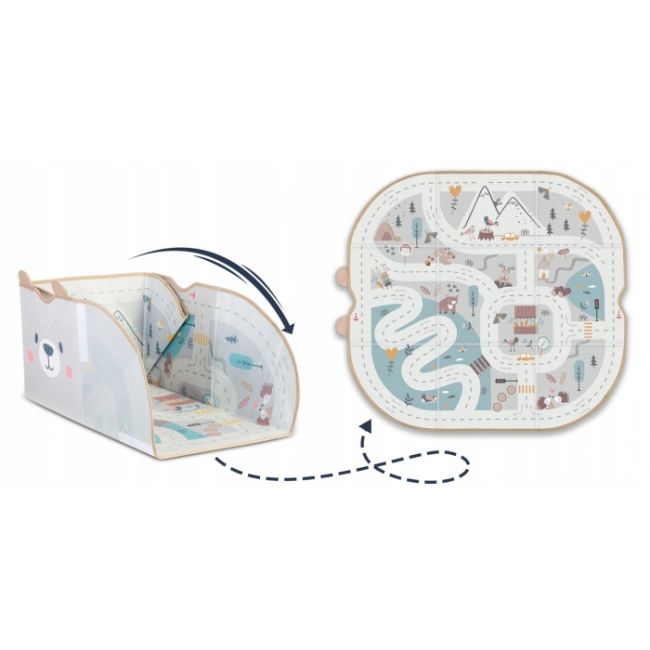 Cos de depozitare 2 in 1 cu salteluta de joaca pentru copii nukido - gri edeedi740801