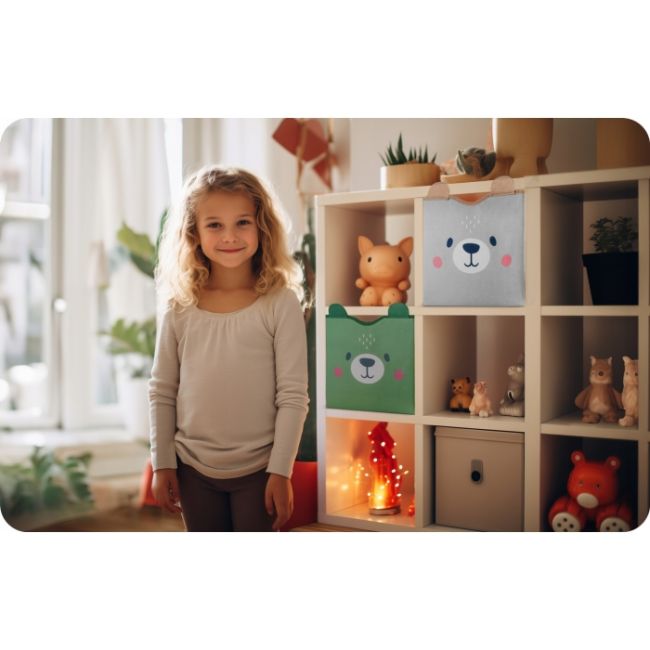 Cos de depozitare 2 in 1 cu salteluta de joaca pentru copii nukido - gri edeedi740801