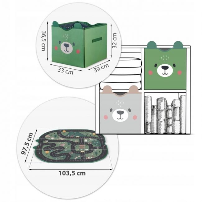 Cos de depozitare 2 in 1 cu salteluta de joaca pentru copii nukido - verde edeedi740800