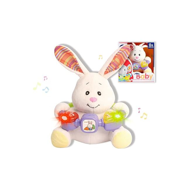 Jucarie interactiva bebe cu activitati si lumini 20 cm - iepuras baby sunki rg18114