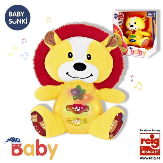 Jucarie interactiva bebe cu sunete si lumini 15 cm - leu baby sunki rg18092