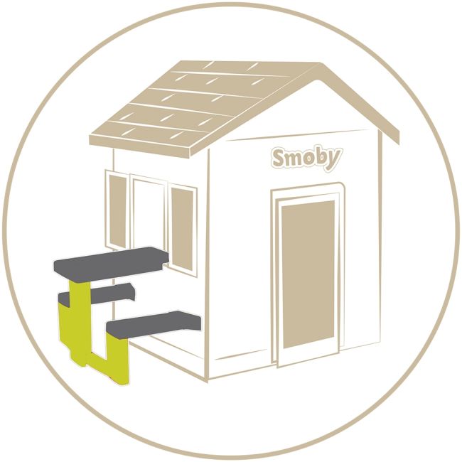 Masa de picnic cu doua banci smoby pentru casuta verde hubs7600810920