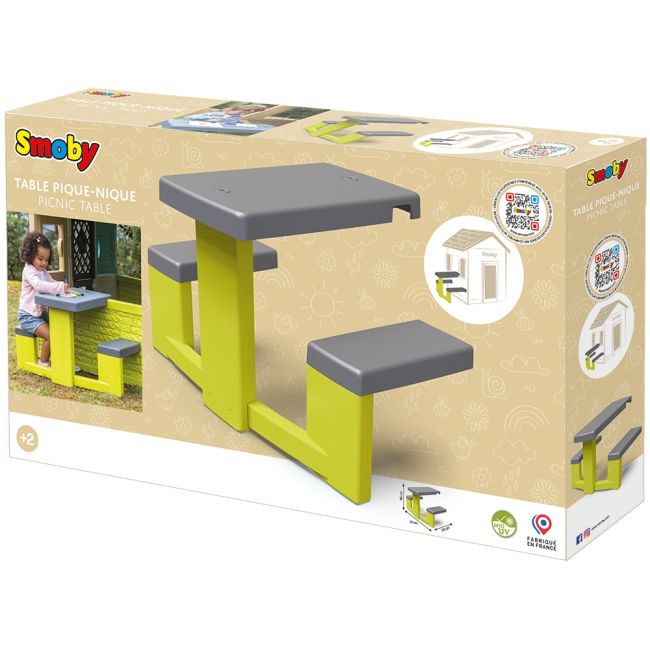 Masa de picnic cu doua banci smoby pentru casuta verde hubs7600810920