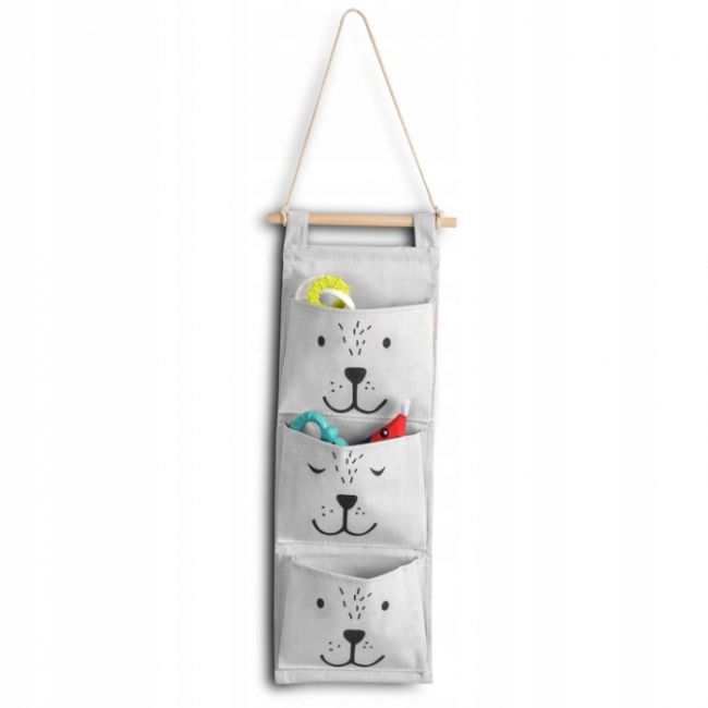 Organizator textil de perete cu 3 compartimente nukido nk-403 - gri edeedi740320