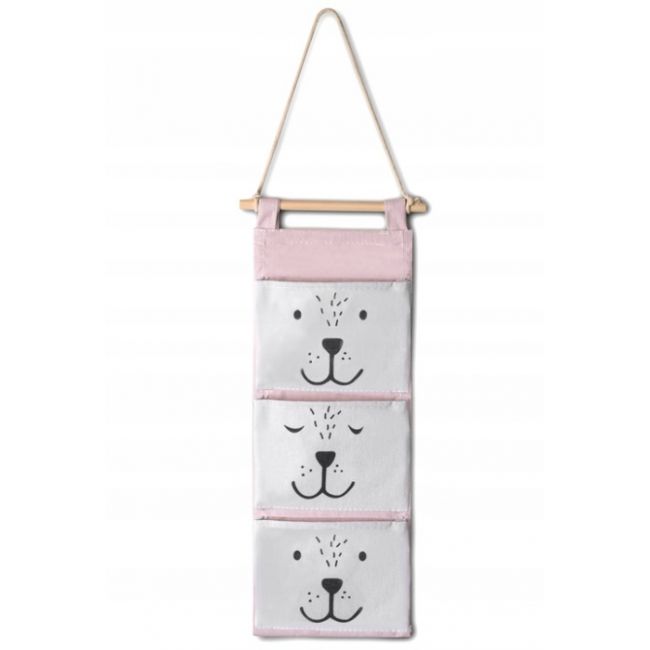 Organizator textil de perete cu 3 compartimente nukido nk-403 - roz edeedi740321