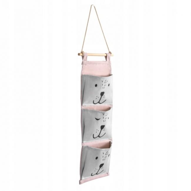 Organizator textil de perete cu 3 compartimente nukido nk-403 - roz edeedi740321