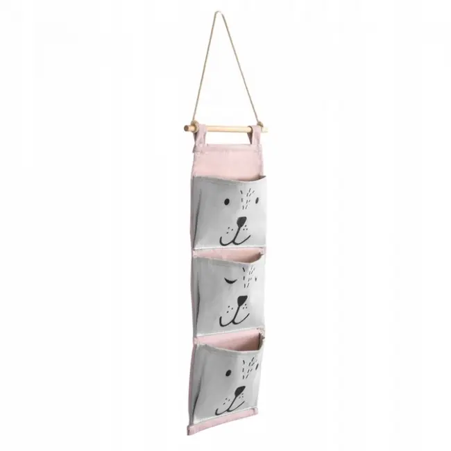Organizator textil de perete cu 3 compartimente nukido nk-403 - roz edeedi740321