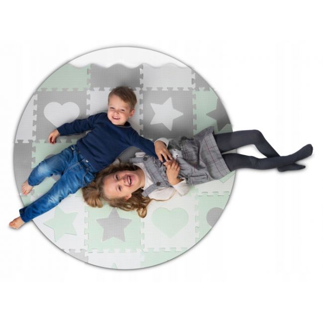 Salteluta de joaca tip puzzle cu 16 elemente pentru copii, 151 x 151 cm, ricokids 738100 - mint edeedi738100