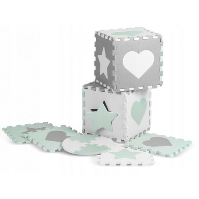Salteluta de joaca tip puzzle cu 16 elemente pentru copii, 151 x 151 cm, ricokids 738100 - mint edeedi738100