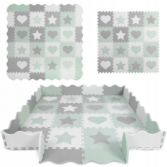 Salteluta de joaca tip puzzle cu 16 elemente pentru copii, 151 x 151 cm, ricokids 738100 - mint edeedi738100