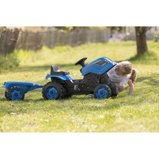 Tractor cu pedale si remorca smoby farmer xl albastru hubs7600710129