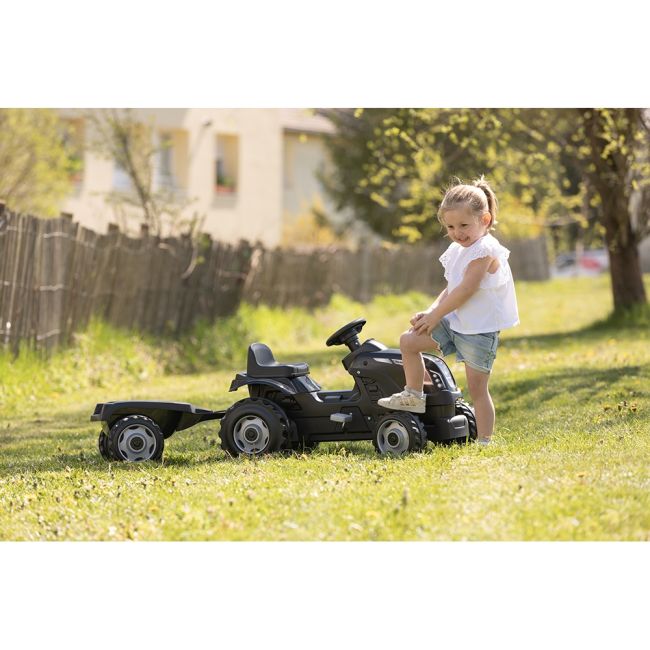 Tractor cu pedale si remorca smoby farmer xl negru hubs7600710131
