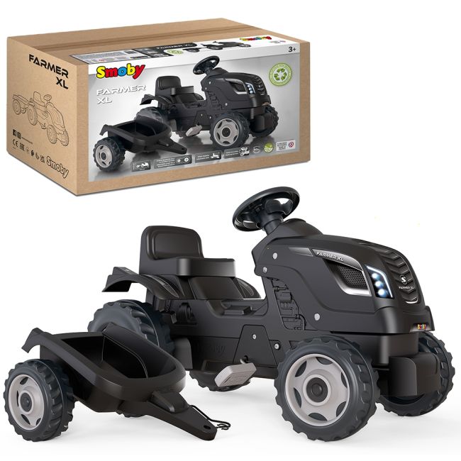 Tractor cu pedale si remorca smoby farmer xl negru hubs7600710131