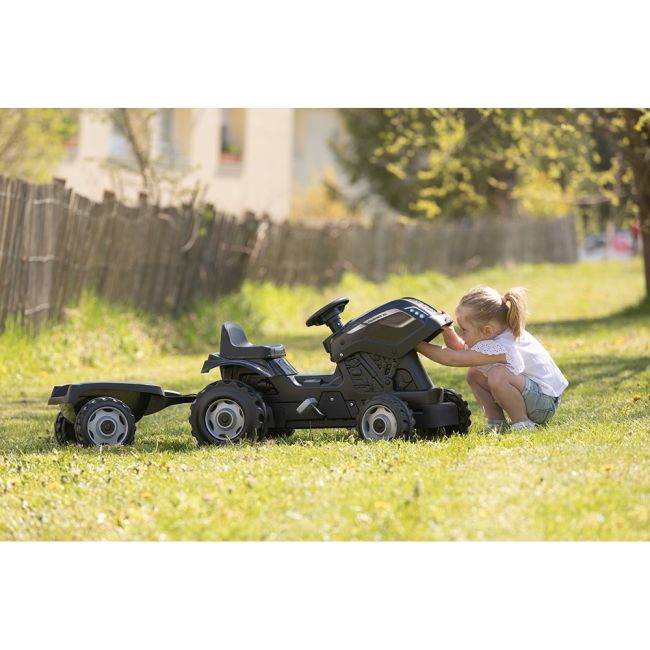 Tractor cu pedale si remorca smoby farmer xl negru hubs7600710131