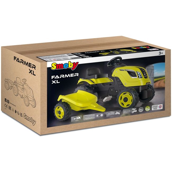 Tractor cu pedale si remorca smoby farmer xl verde hubs7600710130