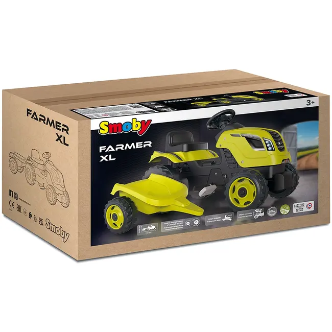 Tractor cu pedale si remorca smoby farmer xl verde hubs7600710130