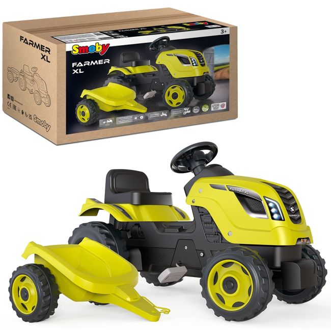 Tractor cu pedale si remorca smoby farmer xl verde hubs7600710130