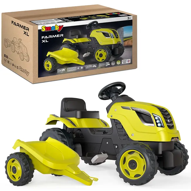 Tractor cu pedale si remorca smoby farmer xl verde hubs7600710130