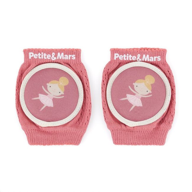 Genunchiere cu pernute, Petite&Mars, Cu elastic, Material respirabil, Stratul antiderapant, 13x10 cm, 6 luni+, Roz BYN522820