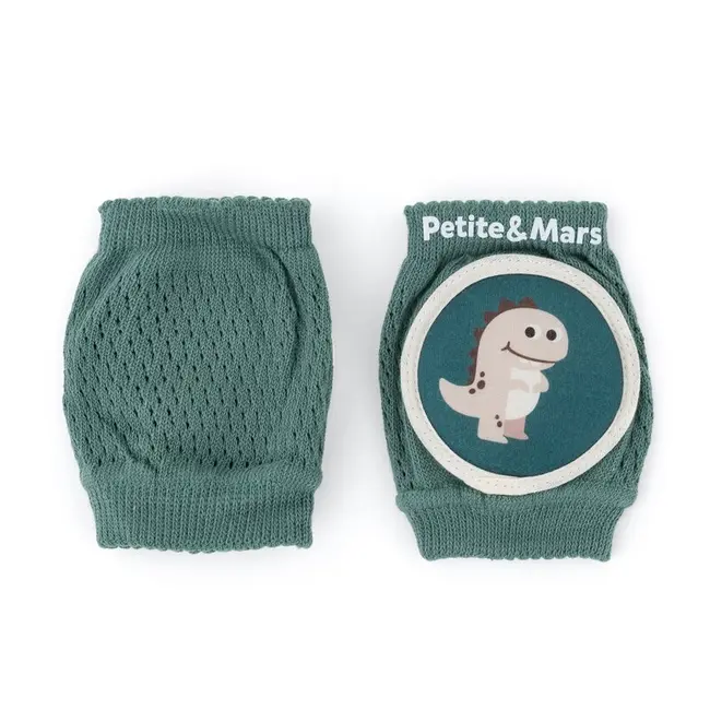 Genunchiere cu pernute, Petite&Mars, Cu elastic, Material respirabil, Stratul antiderapant, 13x10 cm, 6 luni+, Verde BYN522817