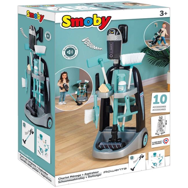 Jucarie smoby set curatenie cu troller si aspirator electronic rowenta negru hubs7600330319