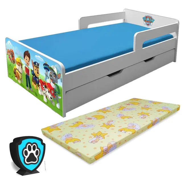 Pat Paw Patrol de Baieti P2L 2-8 Ani Cu Sertar, Paravane Detasabile + Saltea Light + Lampa - Pc-p-p2l-paw-bas-lmk-srt-70