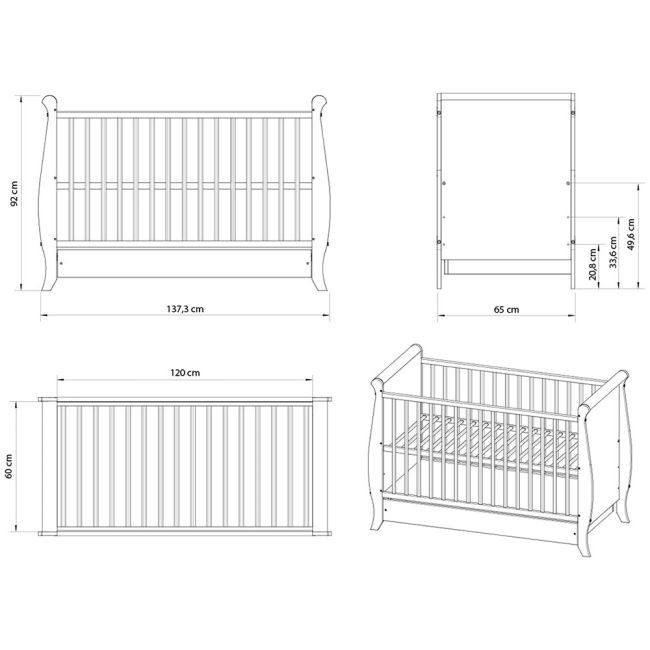 Patut copii din lemn hubners mara 120x60 cm alb cu sertar hubphmar12als