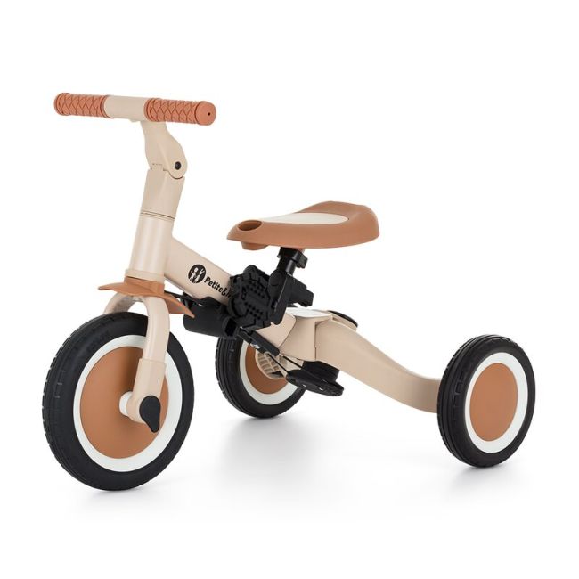 Tricicleta, Petite&Mars, Turbo, 5 in 1, Multifunctionala, Vehicul de impins, Bicicleta cu/fara pedale, Cu maner detasabil, Roti din cauciuc, Pana la 25 kg, 1.5-5 ani, Bej BYN613818