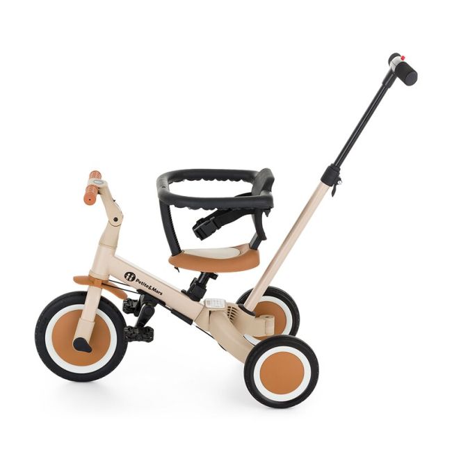 Tricicleta, Petite&Mars, Turbo, 5 in 1, Multifunctionala, Vehicul de impins, Bicicleta cu/fara pedale, Cu maner detasabil, Roti din cauciuc, Pana la 25 kg, 1.5-5 ani, Bej BYN613818