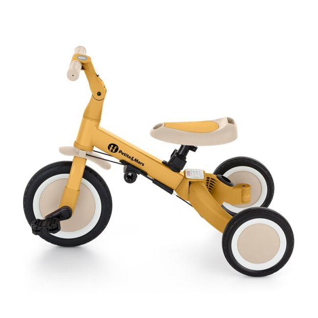 Tricicleta, Petite&Mars, Turbo, 5 in 1, Multifunctionala, Vehicul de impins, Bicicleta cu/fara pedale, Cu maner detasabil, Roti din cauciuc, Pana la 25 kg, 1.5-5 ani, Ocru BYN613814