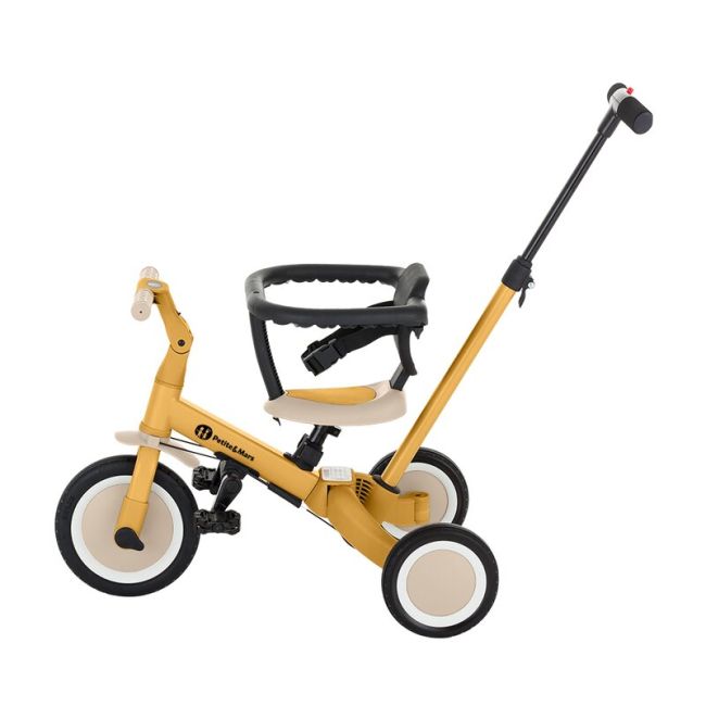 Tricicleta, Petite&Mars, Turbo, 5 in 1, Multifunctionala, Vehicul de impins, Bicicleta cu/fara pedale, Cu maner detasabil, Roti din cauciuc, Pana la 25 kg, 1.5-5 ani, Ocru BYN613814