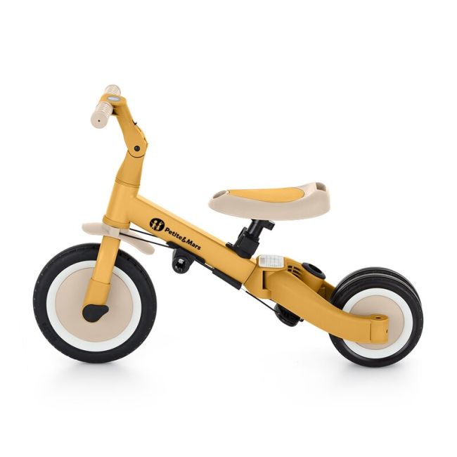 Tricicleta, Petite&Mars, Turbo, 5 in 1, Multifunctionala, Vehicul de impins, Bicicleta cu/fara pedale, Cu maner detasabil, Roti din cauciuc, Pana la 25 kg, 1.5-5 ani, Ocru BYN613814